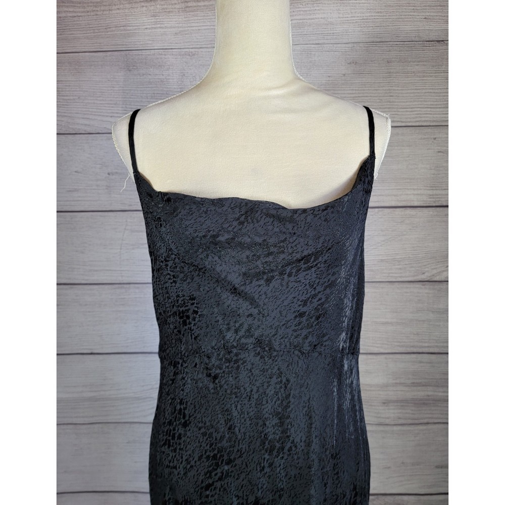 BY Anthropologie Jacquard Bias Cut Slip Dress Black Size 14 - Picture 9 of 10